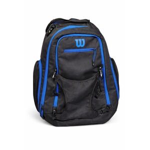 Wilson Tennis Backpack Black Blue Racket Bag Sports Travel Multi Pocket